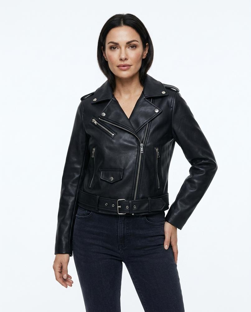 Heidi-Outlet - Colin | Asymmetrical Belted Leather Jacket Women