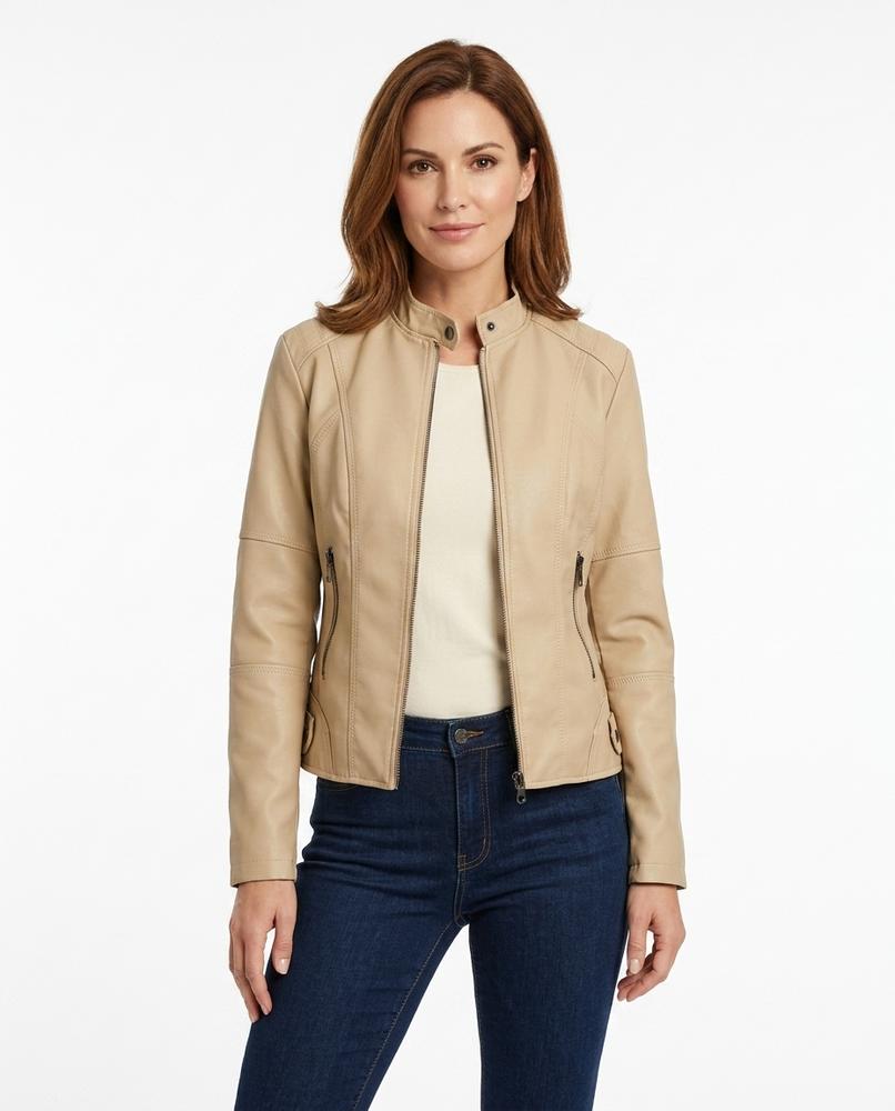 Heidi-Outlet - Norel | Faux-Leather Zippered Jacket Women