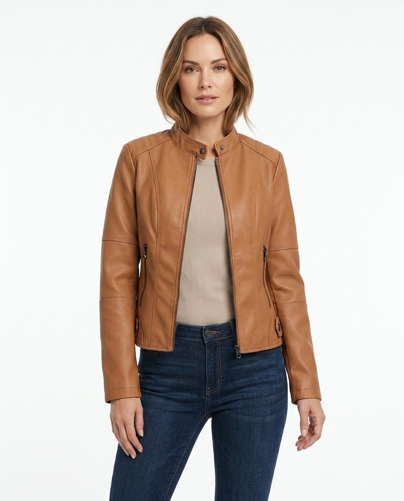 Heidi-Outlet - Norel | Faux-Leather Zippered Jacket Women