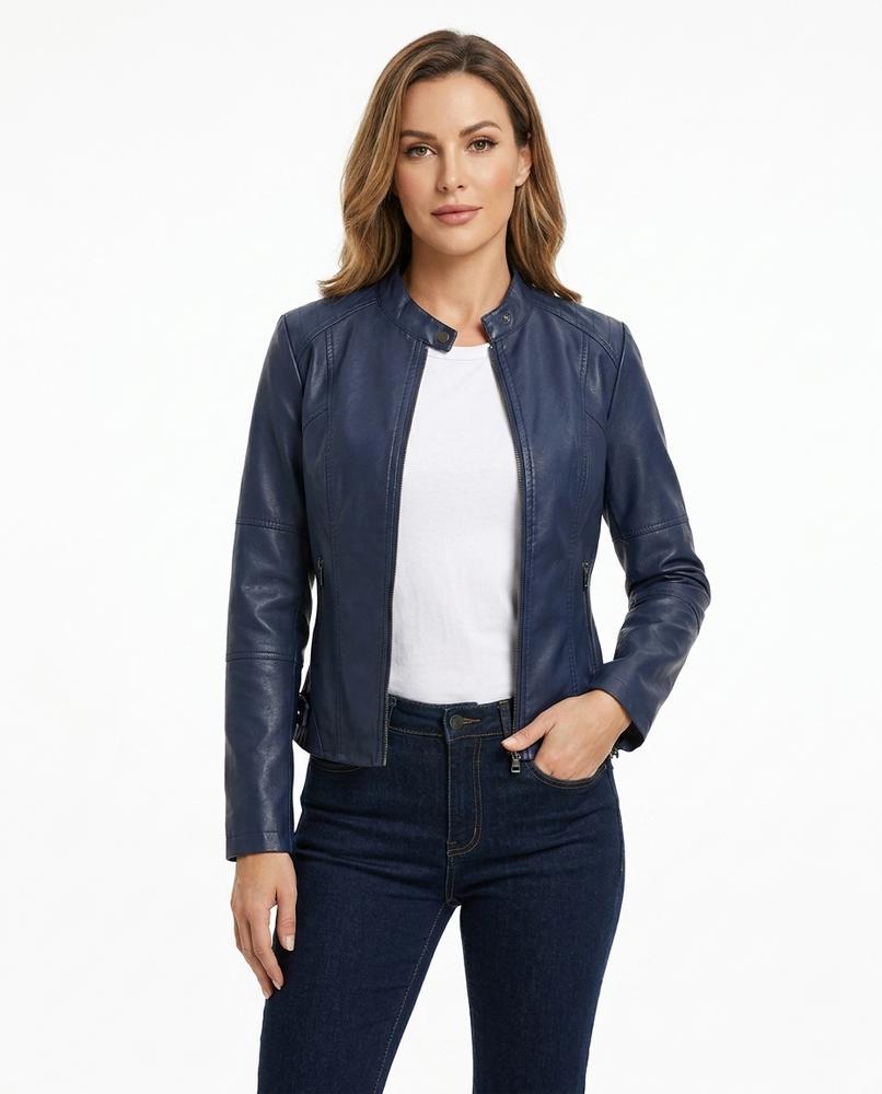Heidi-Outlet - Norel | Faux-Leather Zippered Jacket Women