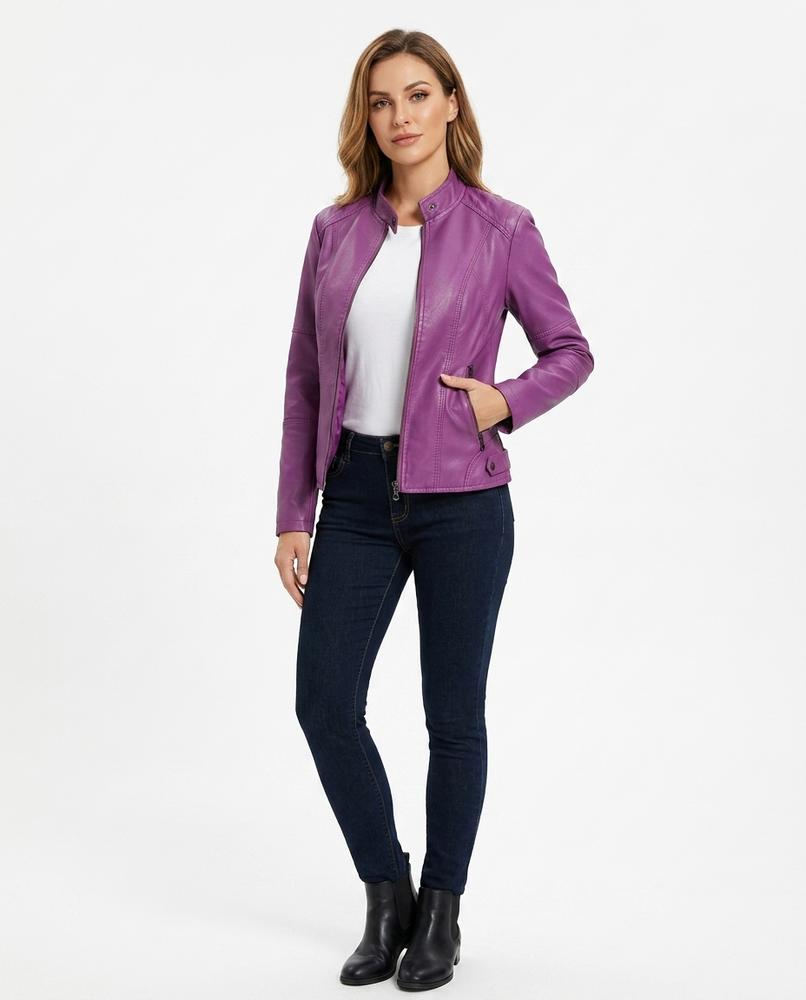 Heidi-Outlet - Norel | Faux-Leather Zippered Jacket Women