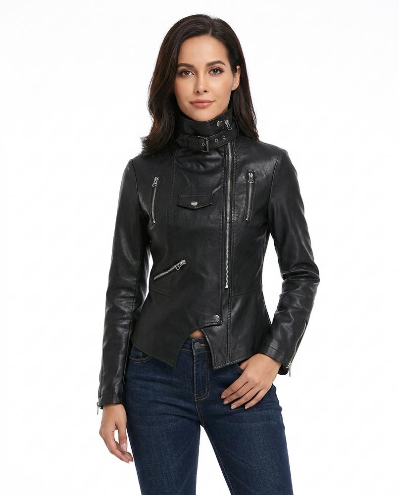 Heidi-Outlet - Danav | Asymmetrical Fitted Leather Jacket Women