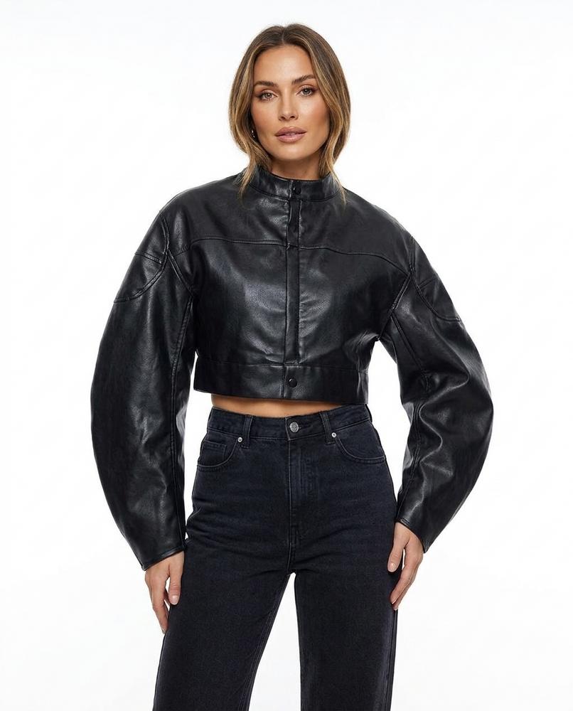 Heidi-Outlet - Saver | Cropped Faux-Leather Jacket Women