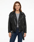 Heidi-Outlet - Vilan | Asymmetrical Belted Leather Jacket Women