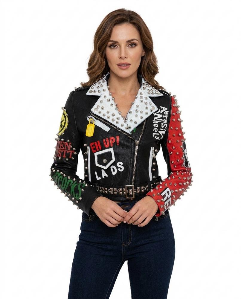Heidi-Outlet - Zatal | Studded Asymmetrical Leather Jacket Women