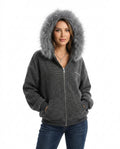 Heidi-Outlet - Zaken | Fur-Trimmed Striped Hoodie Women