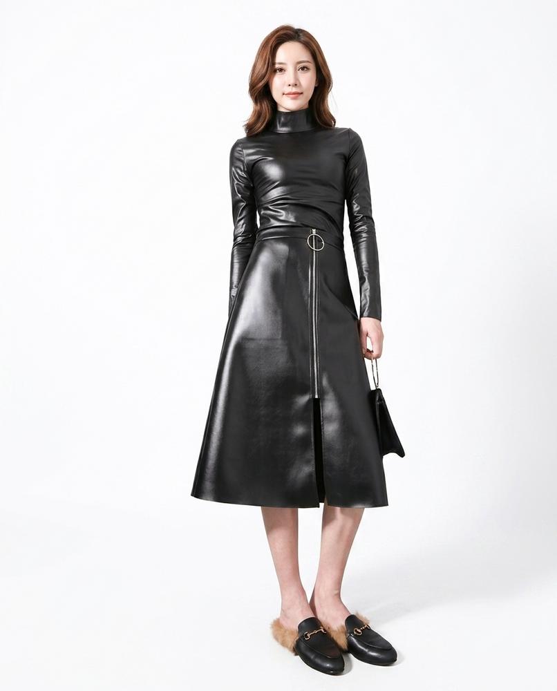Heidi-Outlet - Arvel | Faux-Leather High-Neck Top Women