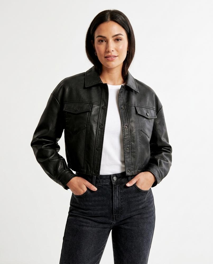Heidi-Outlet - Nilor | Cropped Faux-Leather Leather Jacket Women