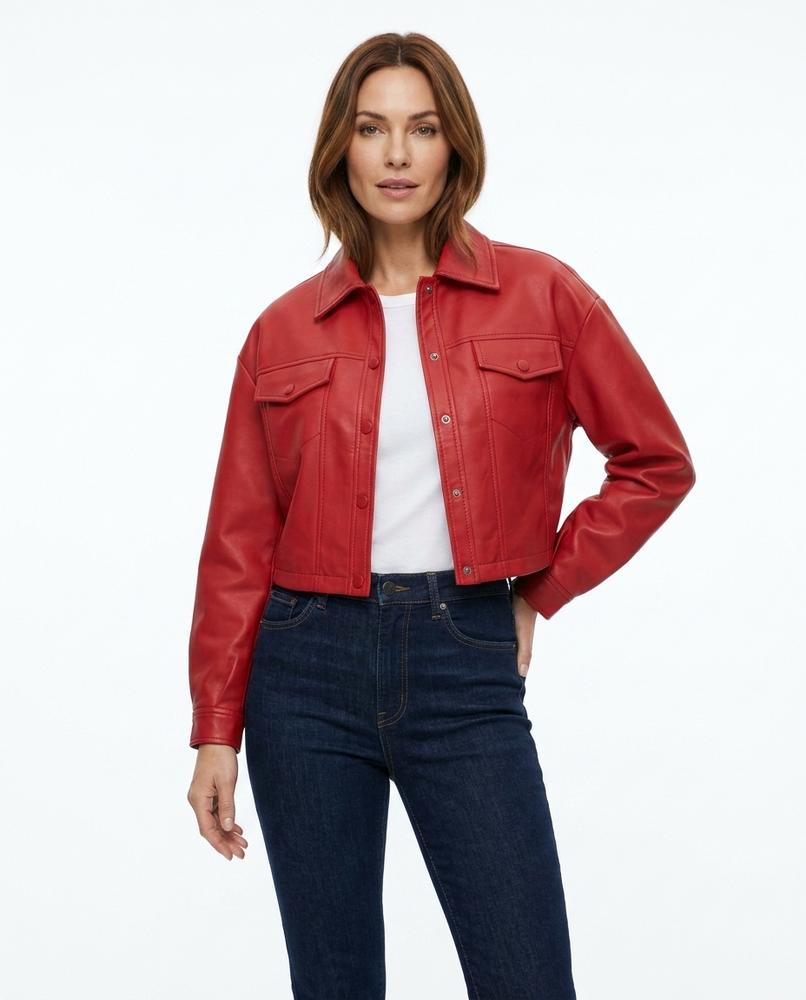 Heidi-Outlet - Nilor | Cropped Faux-Leather Leather Jacket Women