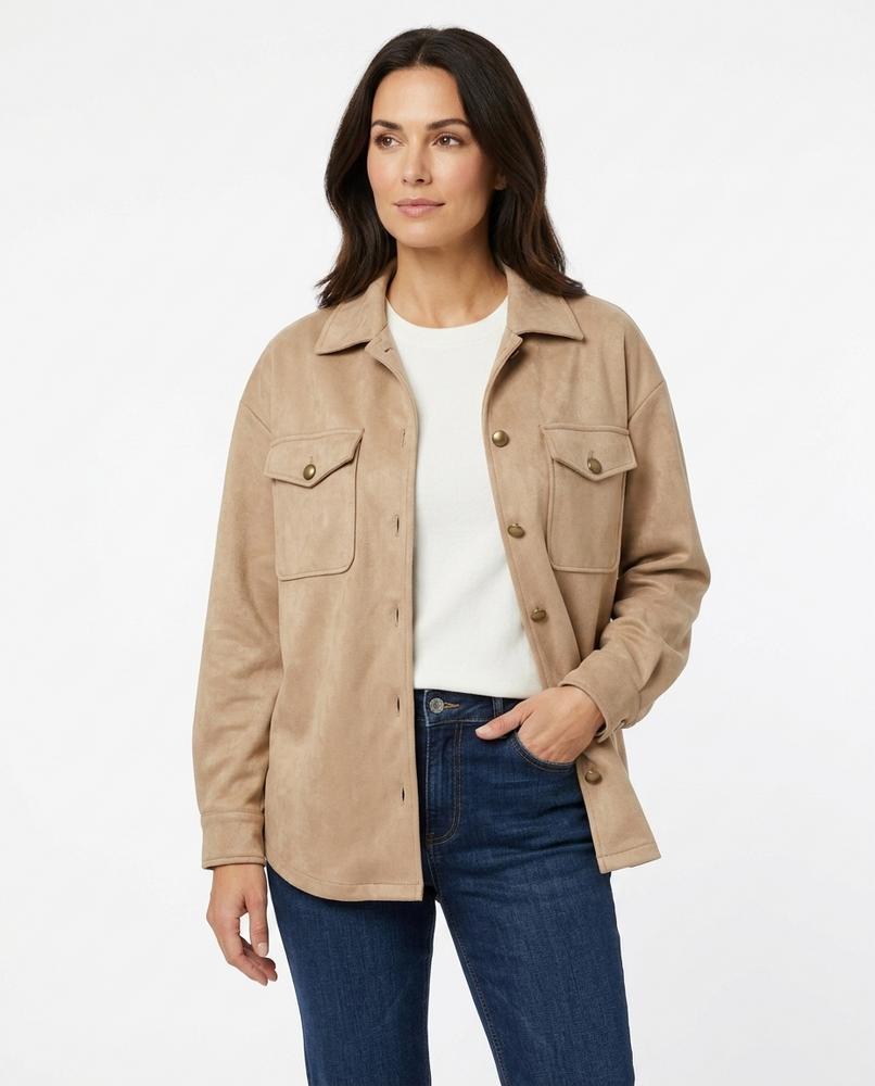 Heidi-Outlet - Taren | Suede-Effect Button-Up Jacket Women