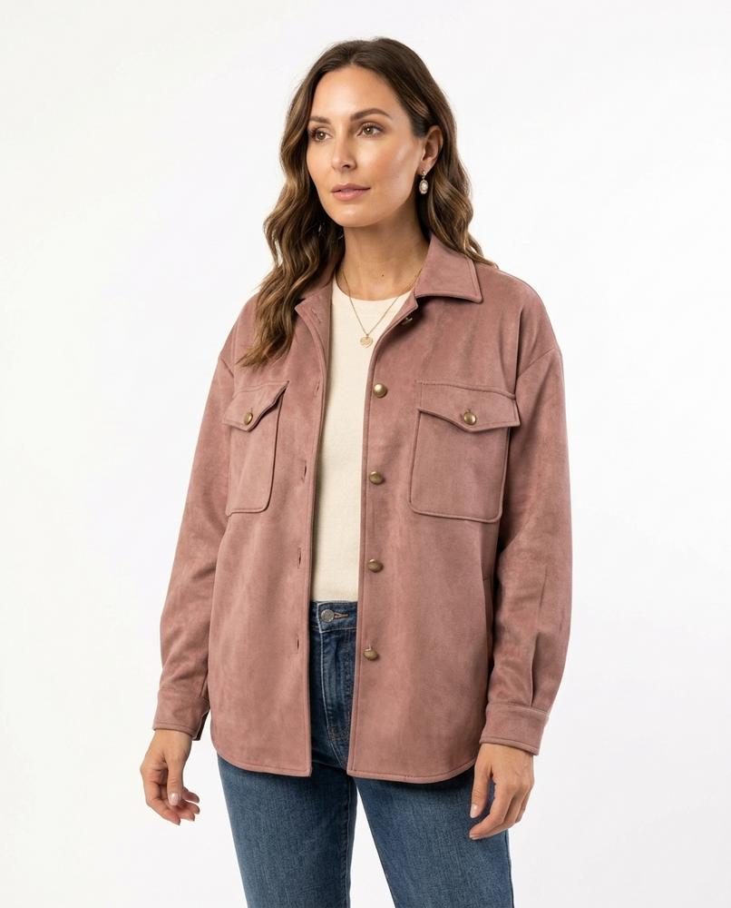 Heidi-Outlet - Taren | Suede-Effect Button-Up Jacket Women