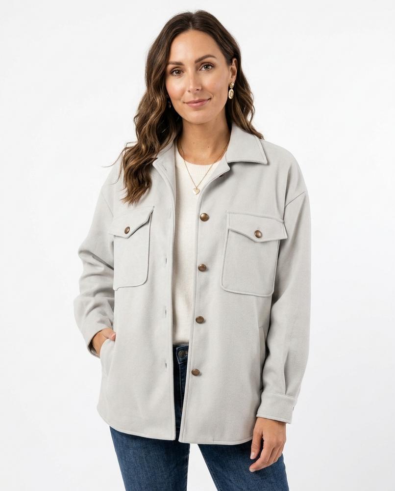 Heidi-Outlet - Taren | Suede-Effect Button-Up Jacket Women