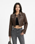 Heidi-Outlet - Zemel | Cropped Collared Leather Jacket Women