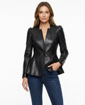 Heidi-Outlet - Ravin | Tailored Peplum Leather Jacket Women