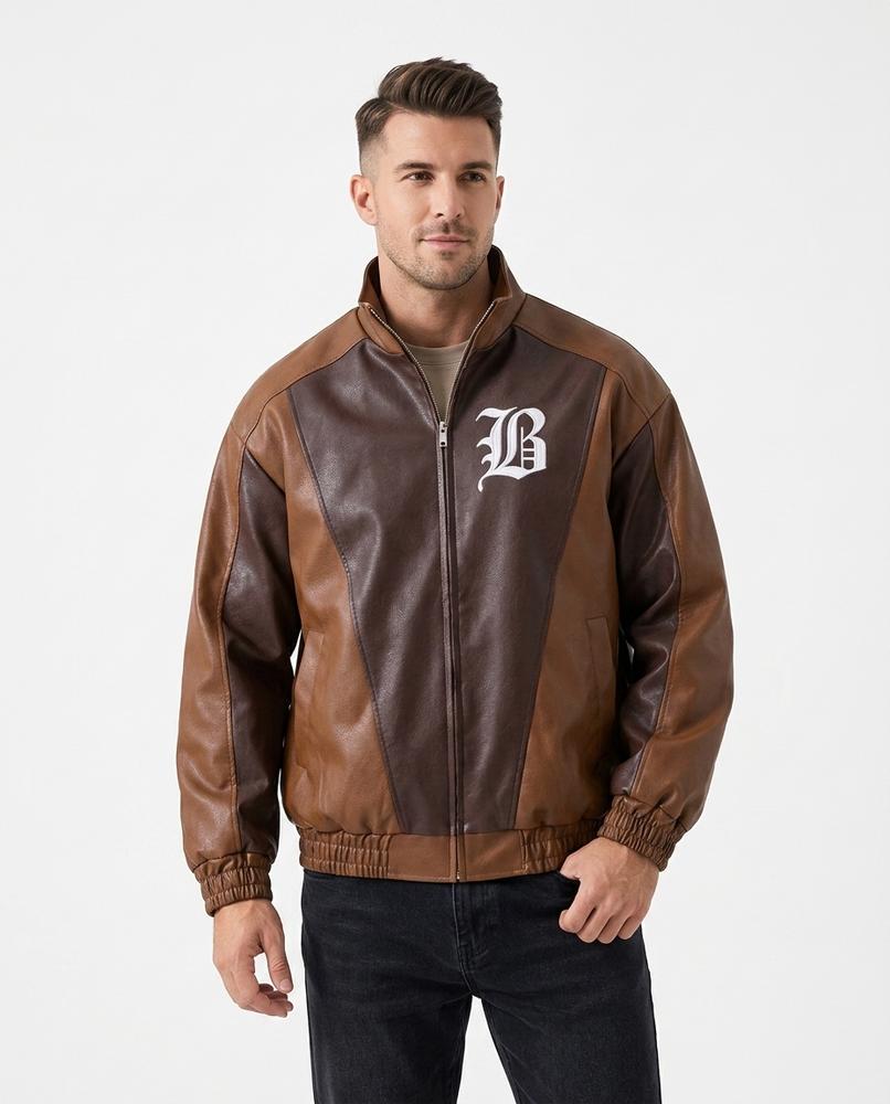 Heidi-Outlet - Conal | Two-Tone Embroidered Leather Jacket Men