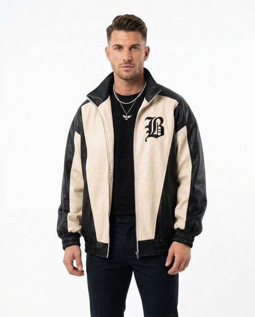 Heidi-Outlet - Conal | Two-Tone Embroidered Leather Jacket Men