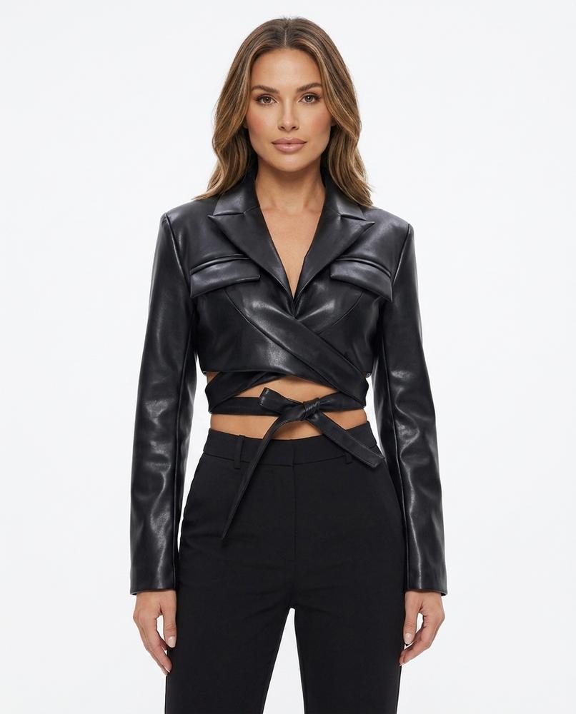 Heidi-Outlet - Nimer | Faux-Leather Cropped Jacket Women