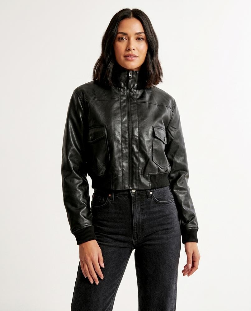 Heidi-Outlet - Arral | Faux-Leather Cropped Jacket Women