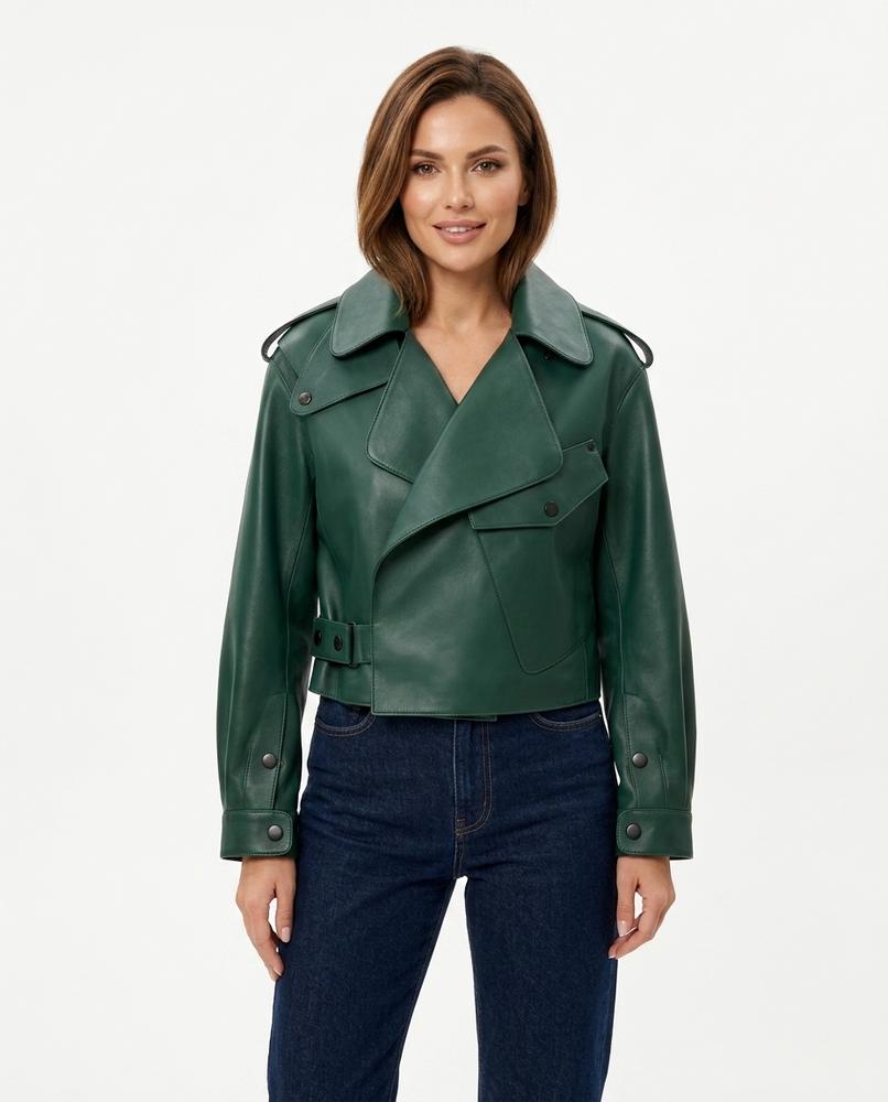 Heidi-Outlet - Nivin | Cropped Asymmetrical Leather Jacket Women
