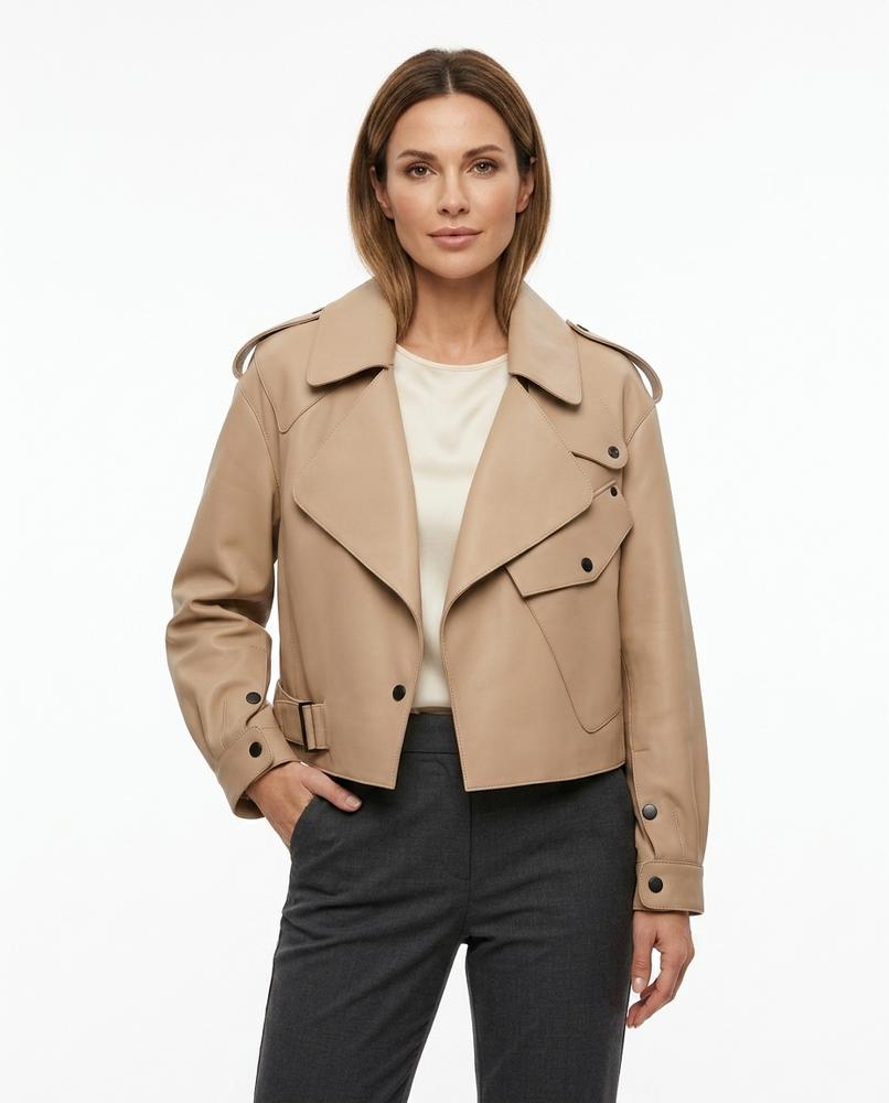 Heidi-Outlet - Nivin | Cropped Asymmetrical Leather Jacket Women