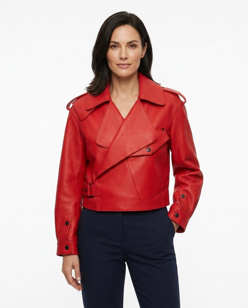 Heidi-Outlet - Nivin | Cropped Asymmetrical Leather Jacket Women