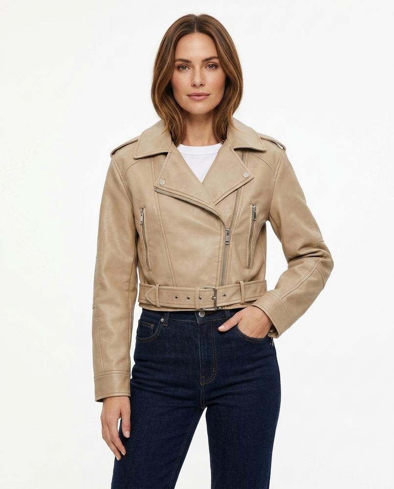 Heidi-Outlet - Kevel | Belted Asymmetrical Leather Jacket Women