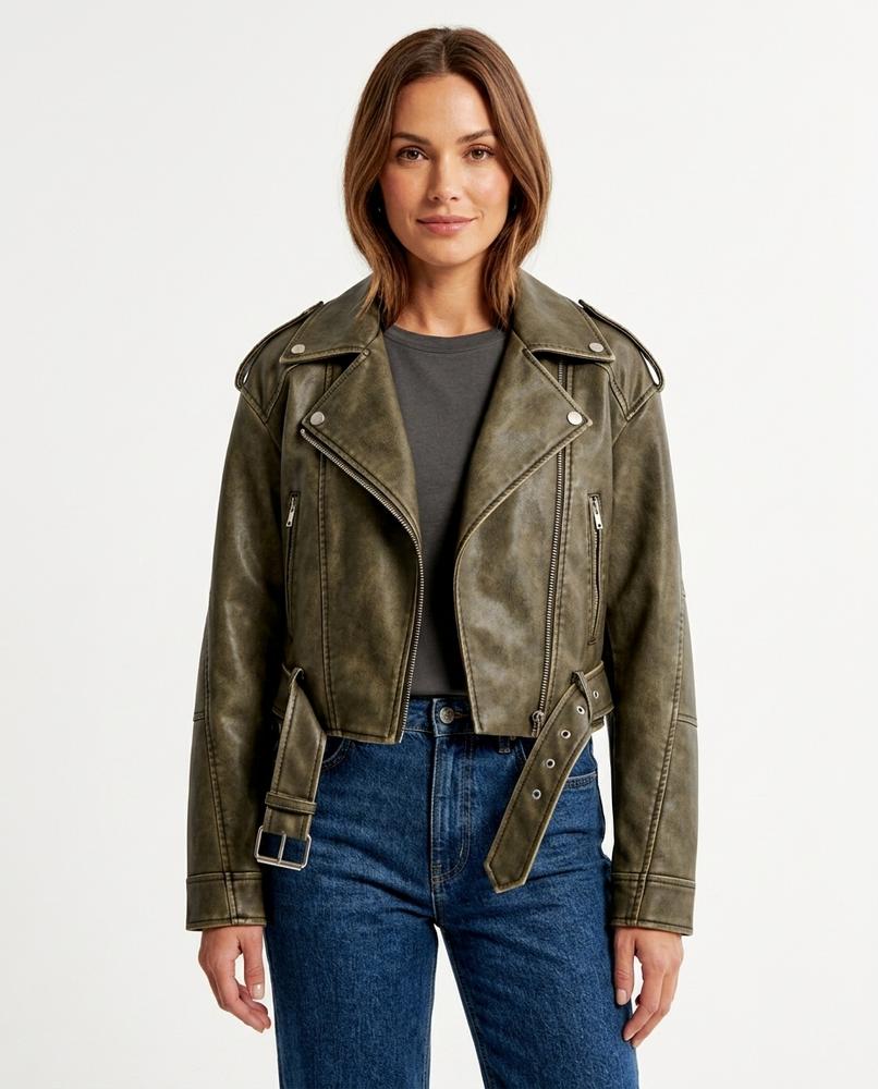Heidi-Outlet - Kevel | Belted Asymmetrical Leather Jacket Women