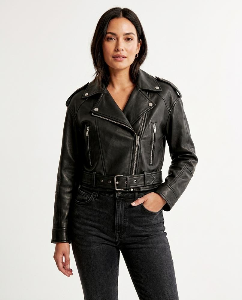 Heidi-Outlet - Kevel | Belted Asymmetrical Leather Jacket Women