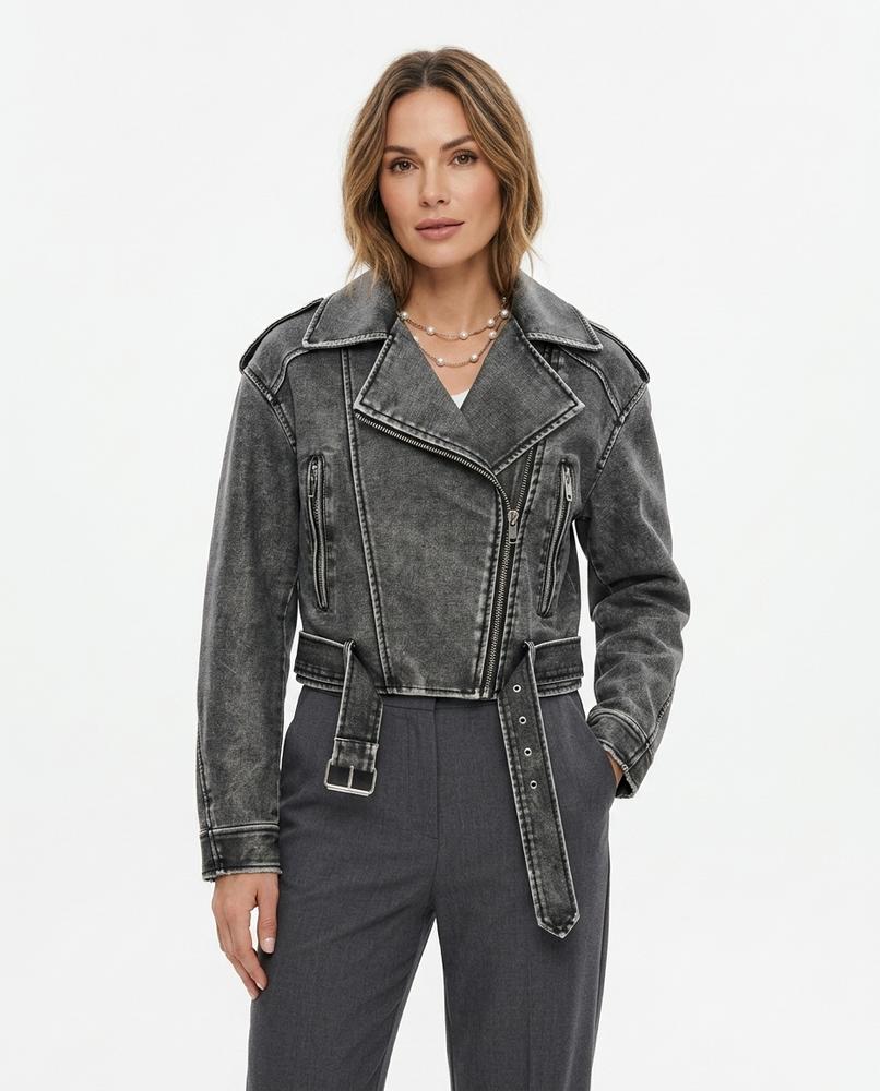 Heidi-Outlet - Kevel | Belted Asymmetrical Leather Jacket Women