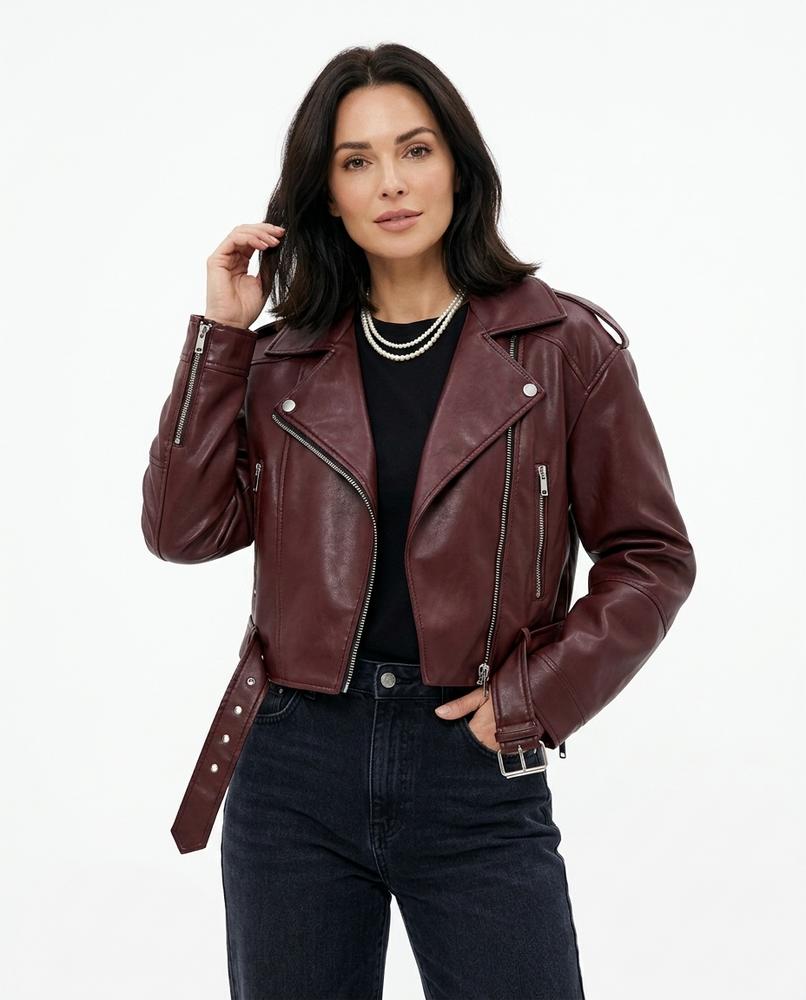 Heidi-Outlet - Kevel | Belted Asymmetrical Leather Jacket Women
