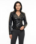 Heidi-Outlet - Lomar | Studded Embossed Leather Jacket Women