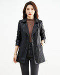 Heidi-Outlet - Nemor | Leather Double-Breasted Coat Women