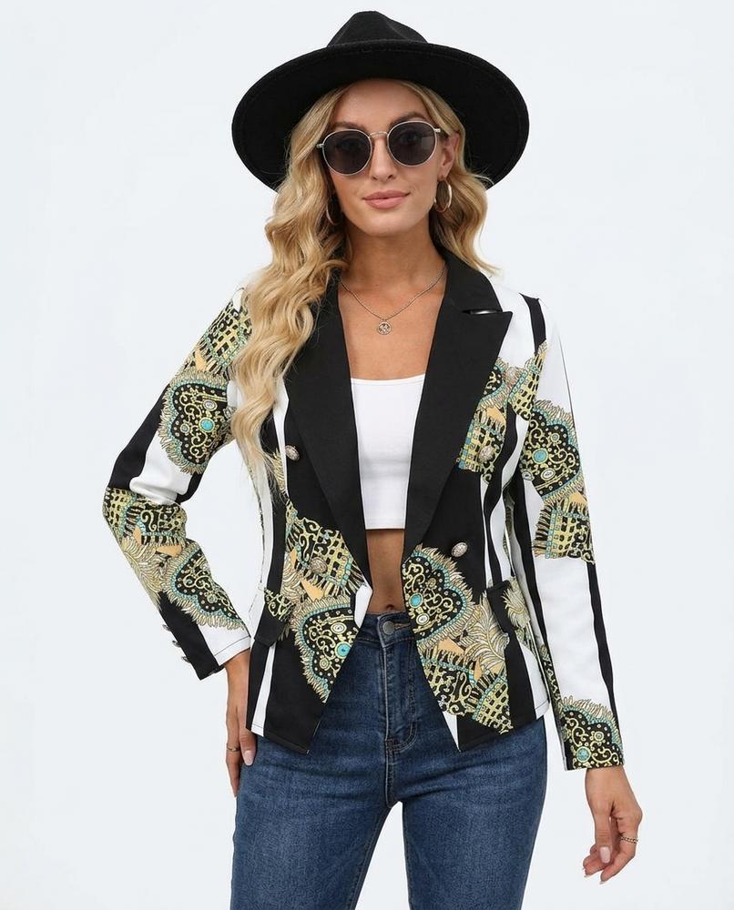 Heidi-Outlet - Tatal | Patterned Double-Breasted Blazer Women