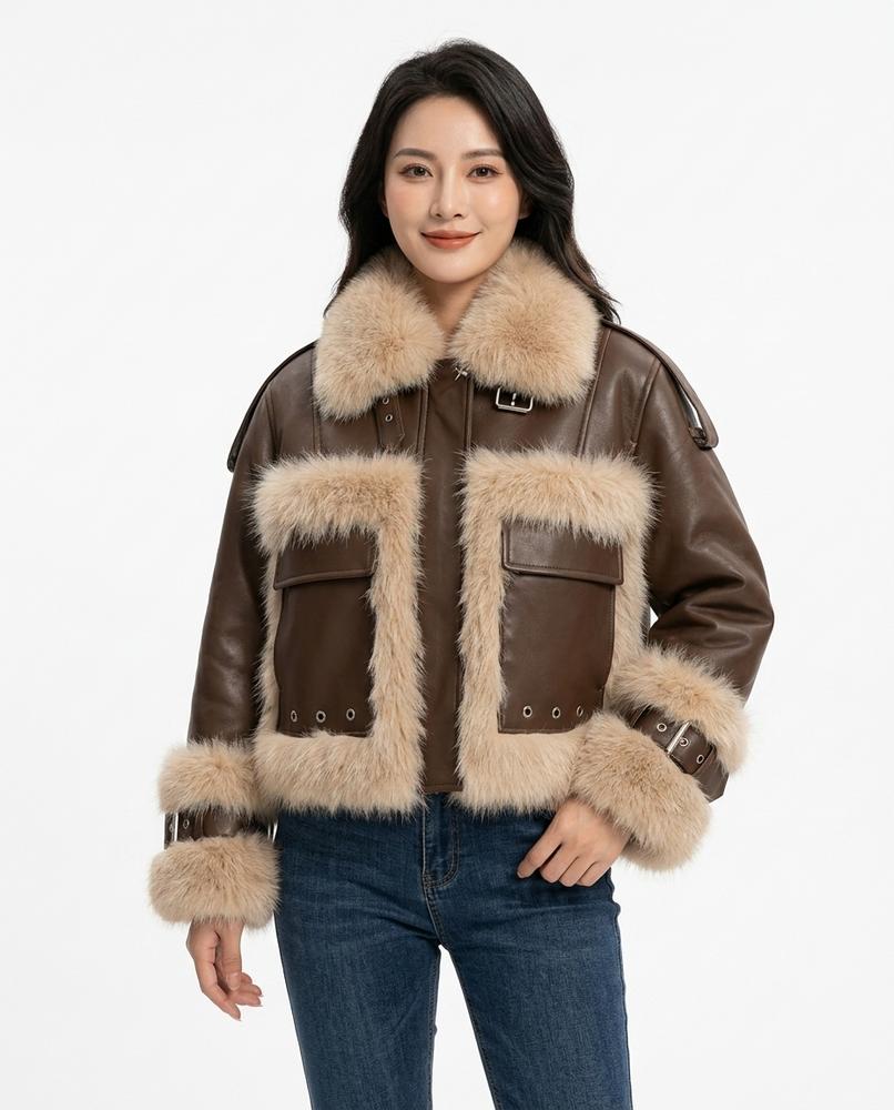 Heidi-Outlet - Coram | Faux Fur-Trimmed Cropped Leather Jacket Women