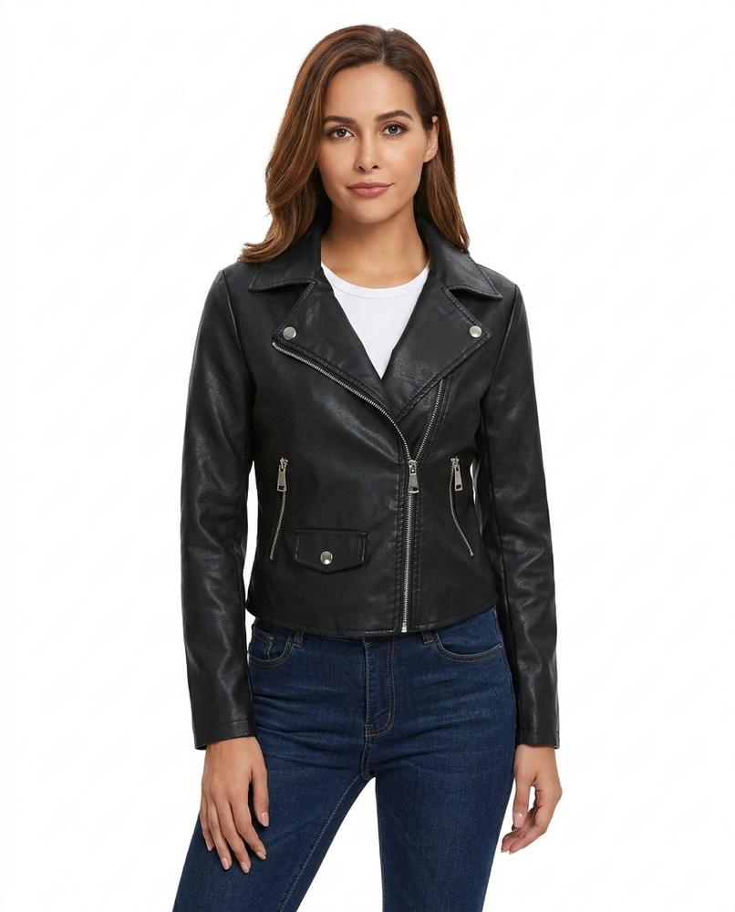 Heidi-Outlet - Risan | Asymmetrical Fitted Leather Jacket Women