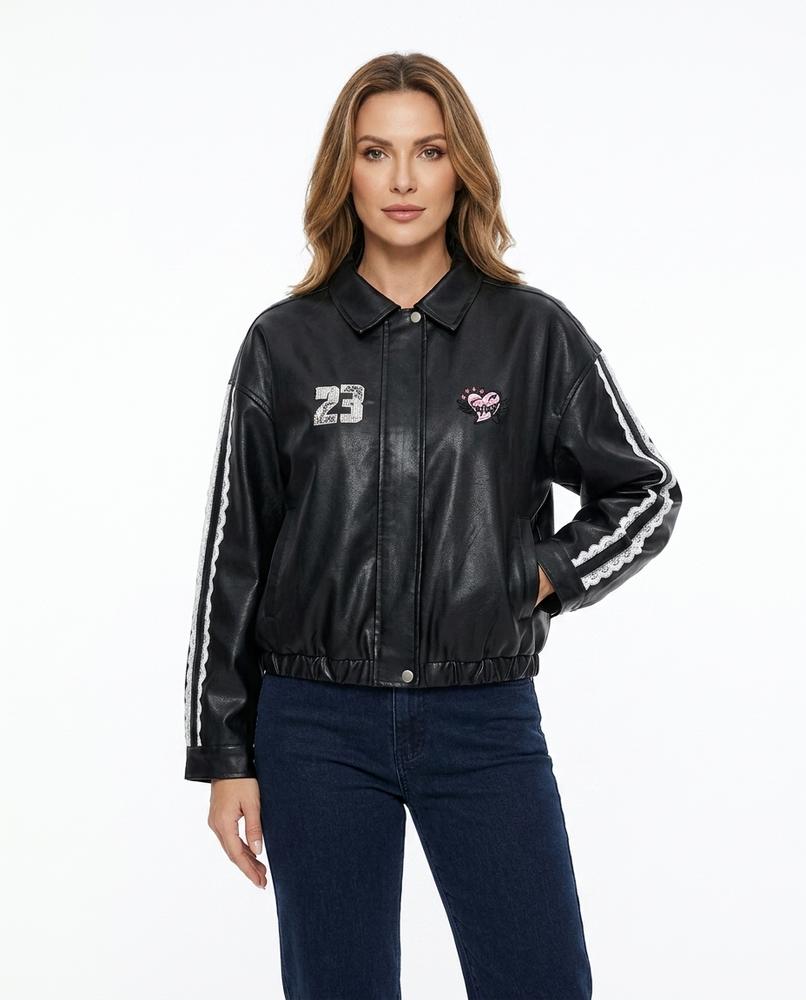 Heidi-Outlet - Nomon | Faux-Leather Lace-Trimmed Jacket Women