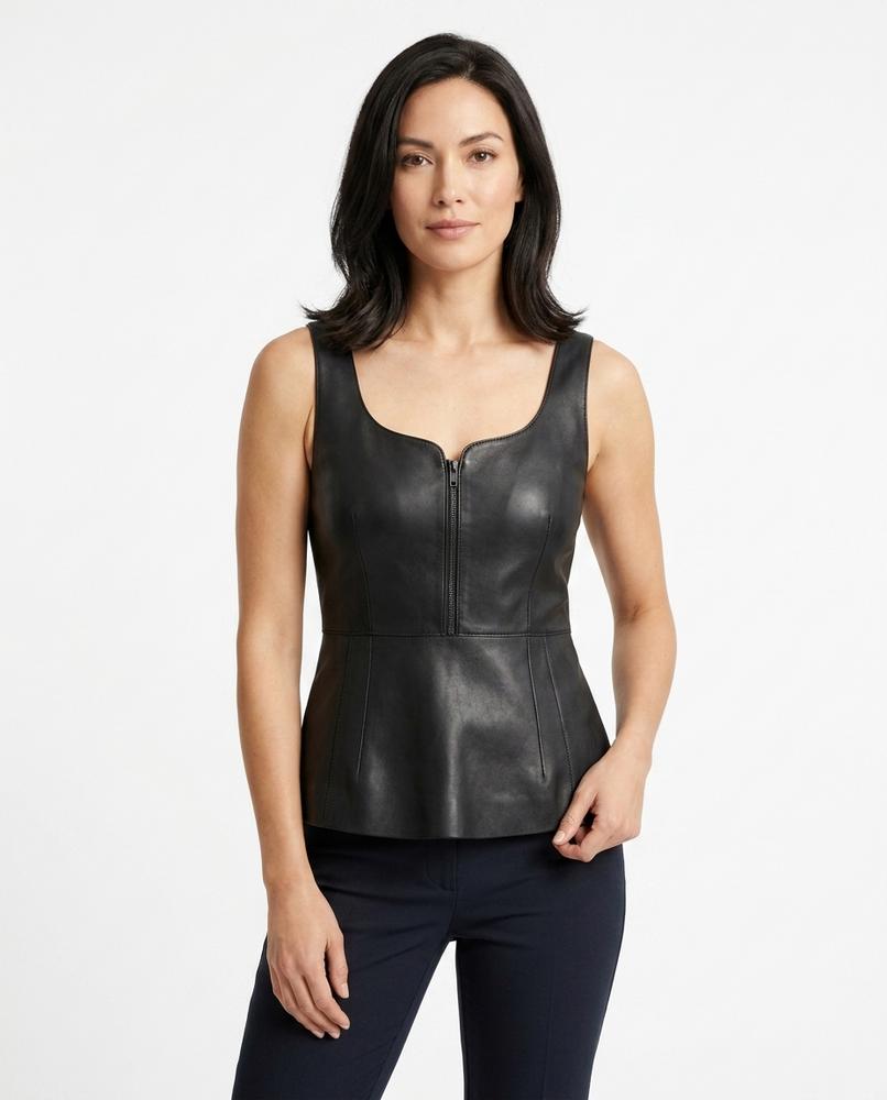 Heidi-Outlet - Ketor | Leather Fitted Vest Women