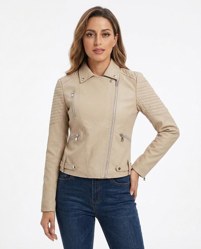 Heidi-Outlet - Colar | Asymmetrical Quilted Leather Jacket Women