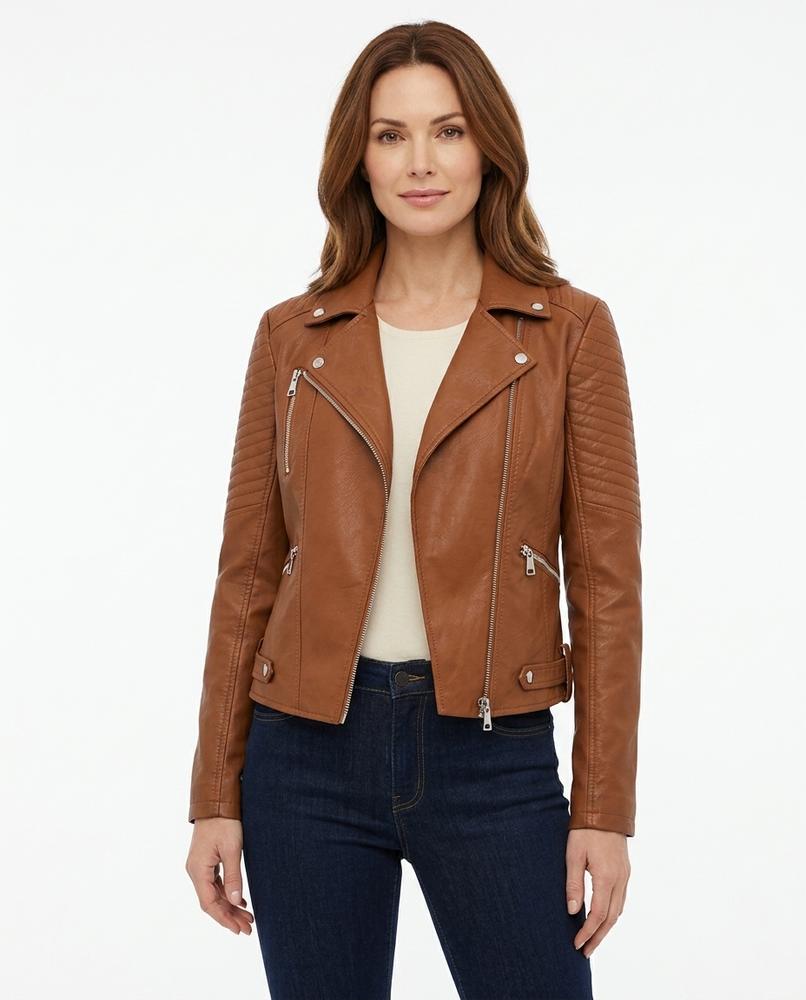 Heidi-Outlet - Colar | Asymmetrical Quilted Leather Jacket Women