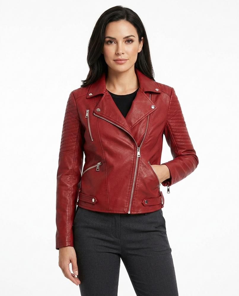 Heidi-Outlet - Colar | Asymmetrical Quilted Leather Jacket Women