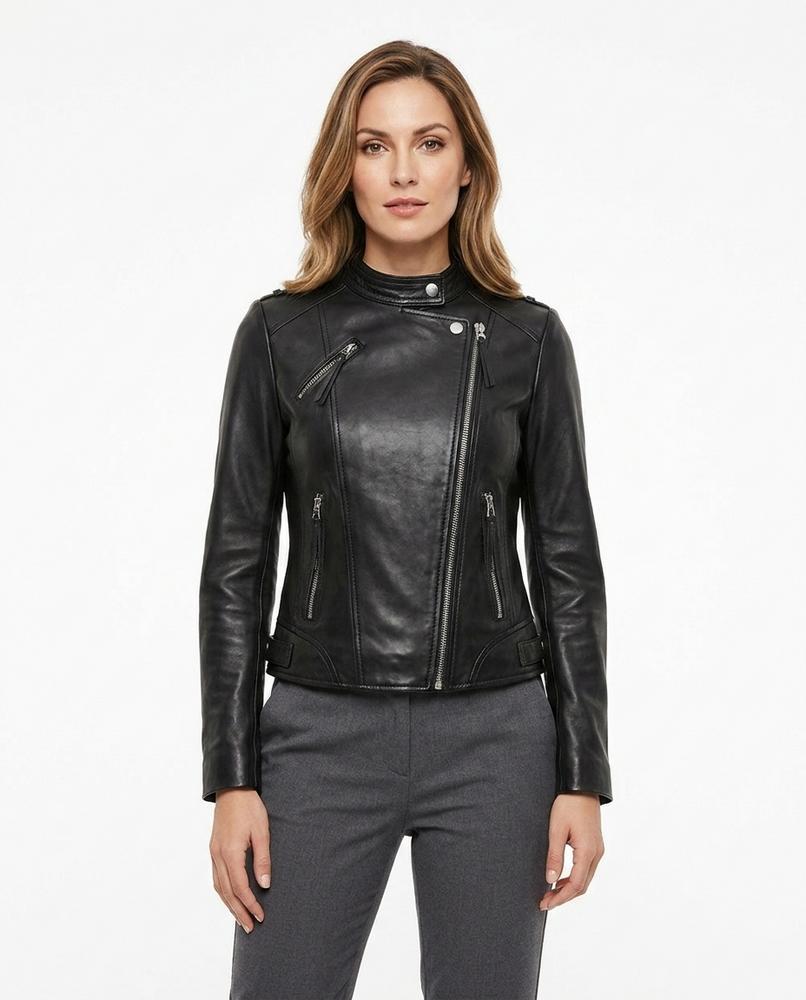 Heidi-Outlet - Veven | Asymmetrical Zippered Leather Jacket Women
