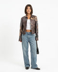 Heidi-Outlet - Lylan | Printed Cropped Leather Jacket Women