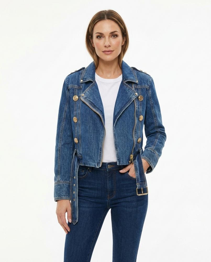Heidi-Outlet - Timor | Asymmetrical Belted Denim Jacket Women