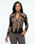 Heidi-Outlet - Nimon | Baroque-Patterned Slim-Fit Jacket Women