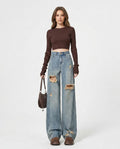 Heidi-Outlet - Vavel | Distressed Wide-Leg Pants Women