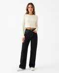Heidi-Outlet - Casol | Wide-Leg Contrast-Stitch Pants Women