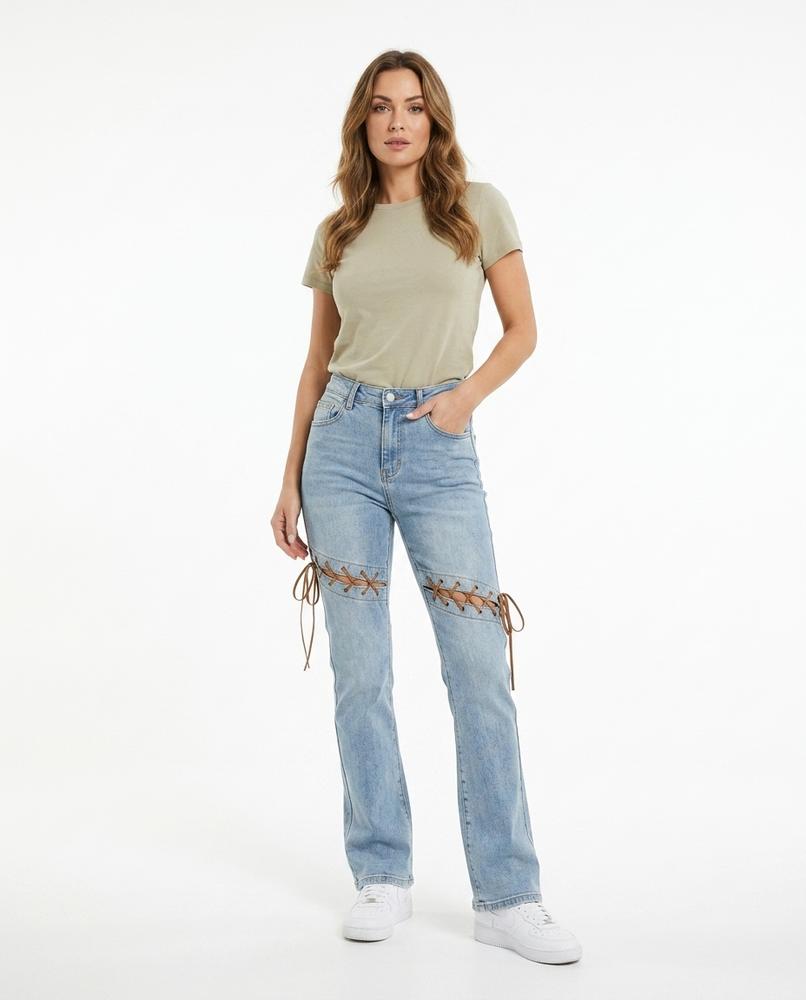 Heidi-Outlet - Casol | Wide-Leg Contrast-Stitch Pants Women