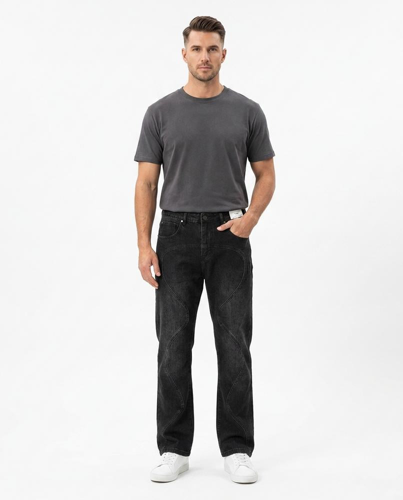 Heidi-Outlet - Kerel | Straight-Leg Curved-Seam Pants Men