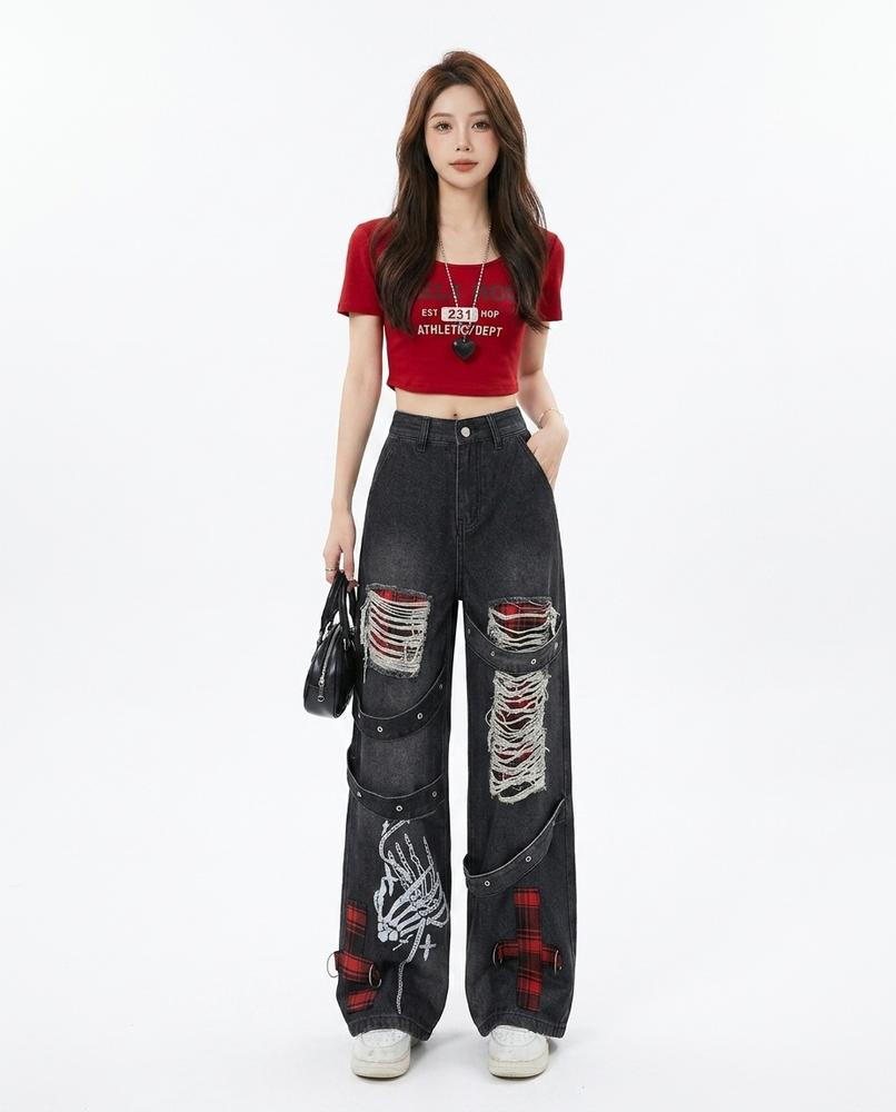Heidi-Outlet - Alvar | Distressed Wide-Leg Pants Women