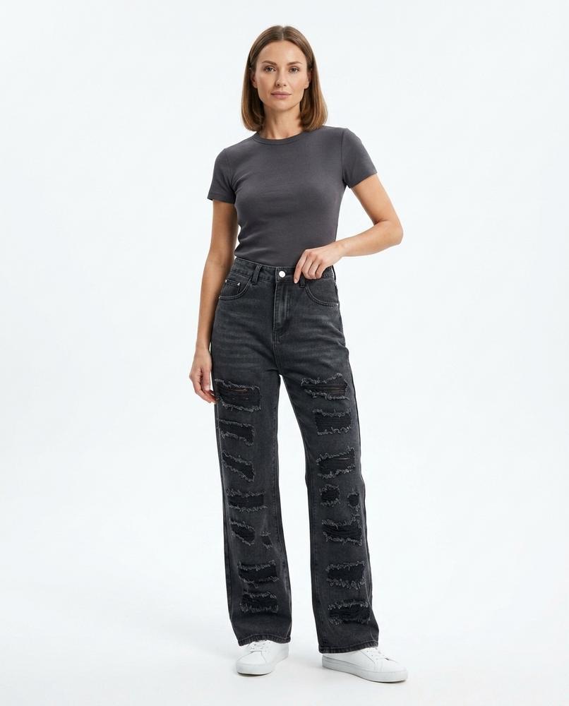 Heidi-Outlet - Valen | Wide-Leg Distressed Pants Women